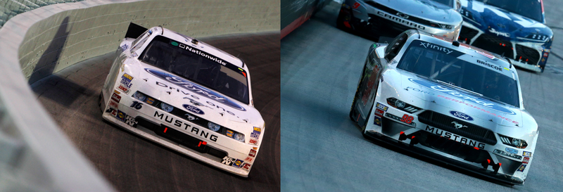 The NASCAR Xfinity Series Ford Mustang in 2011 versus 2019.